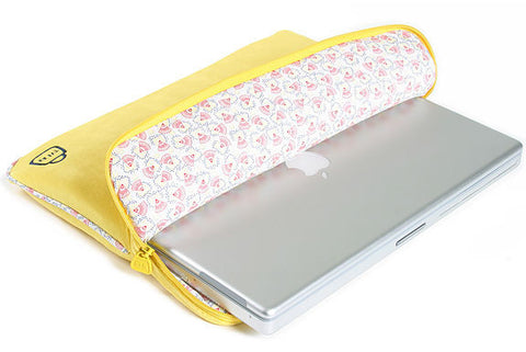 Velour Funk-tional Compartment Laptop Sleeve - Futuristic Yellow