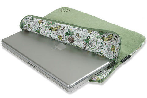 Velour Funk-tional Compartment Laptop Sleeve - Orchard Green